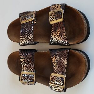 Haflinger Women's Andrea Sandal Copper Black Snake Print Size 39